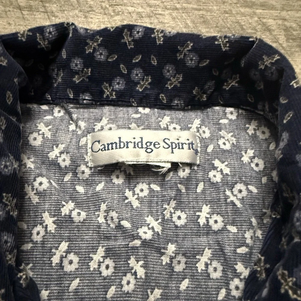 VTG 90s Cambridge Spirit Mens XL Cottage Floral Button Up Corduroy Flannel Shirt